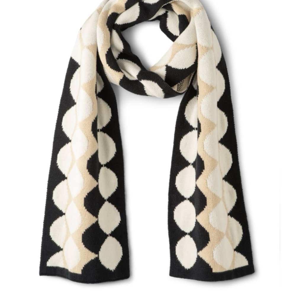CABI ROUNDABOUT Elegant Black and Cream Scarf NEW #5929 fall 2025 SOLD OUT
